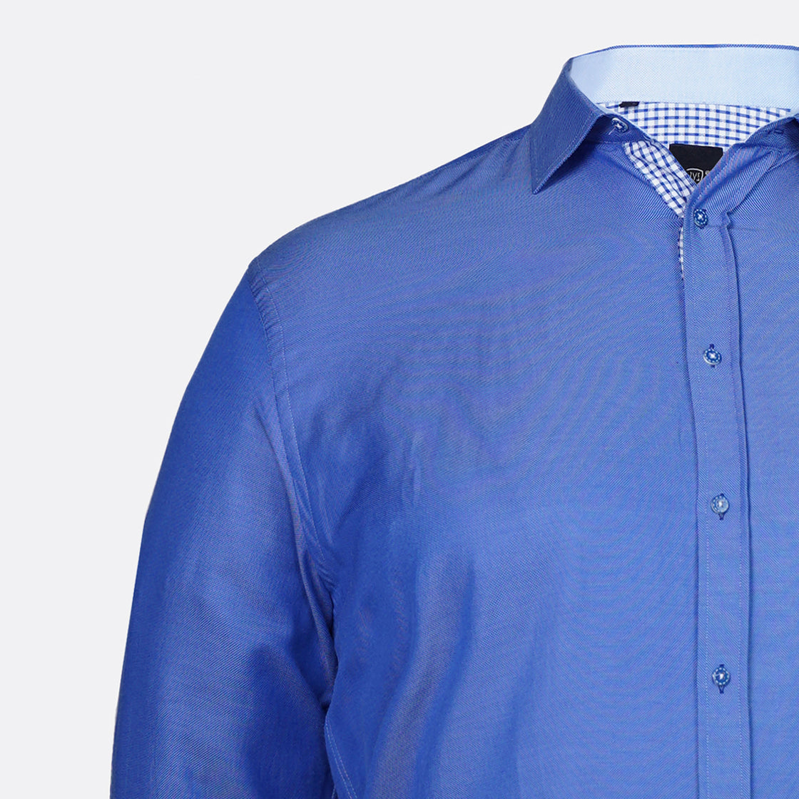 Bright Blue Contrast Milano Italy Shirt Closeup