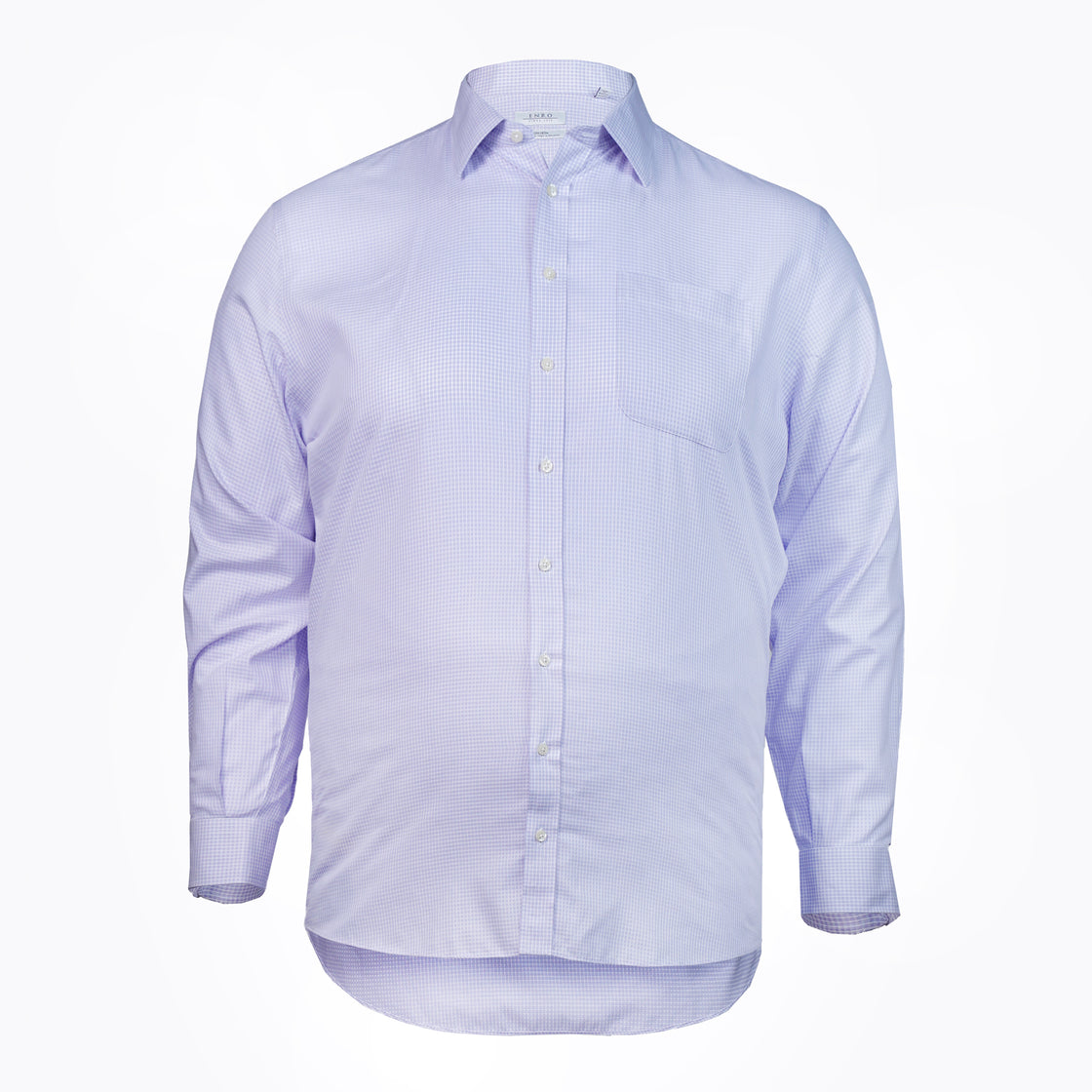 Purple Small Checkered Pattern Enro Cotton Shirt