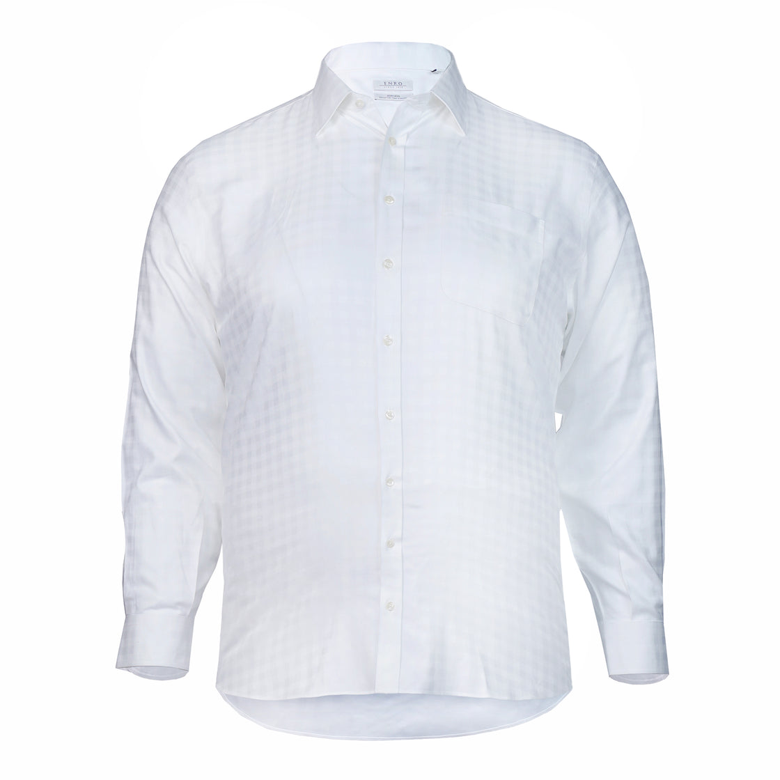Checkered Pattern Enro Cotton Shirt White