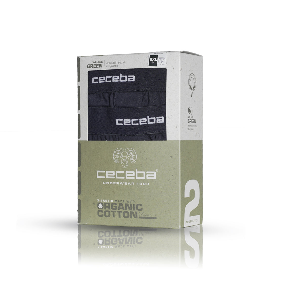 CECEBA Men's Solid Boxer Briefs - Pack of 2
