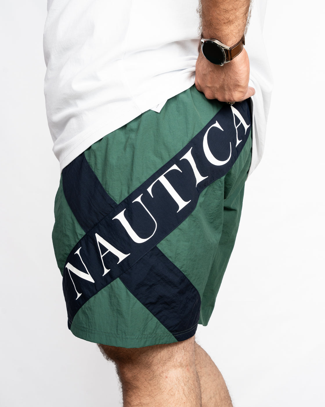 Nautica Striped Logo Swim Shorts