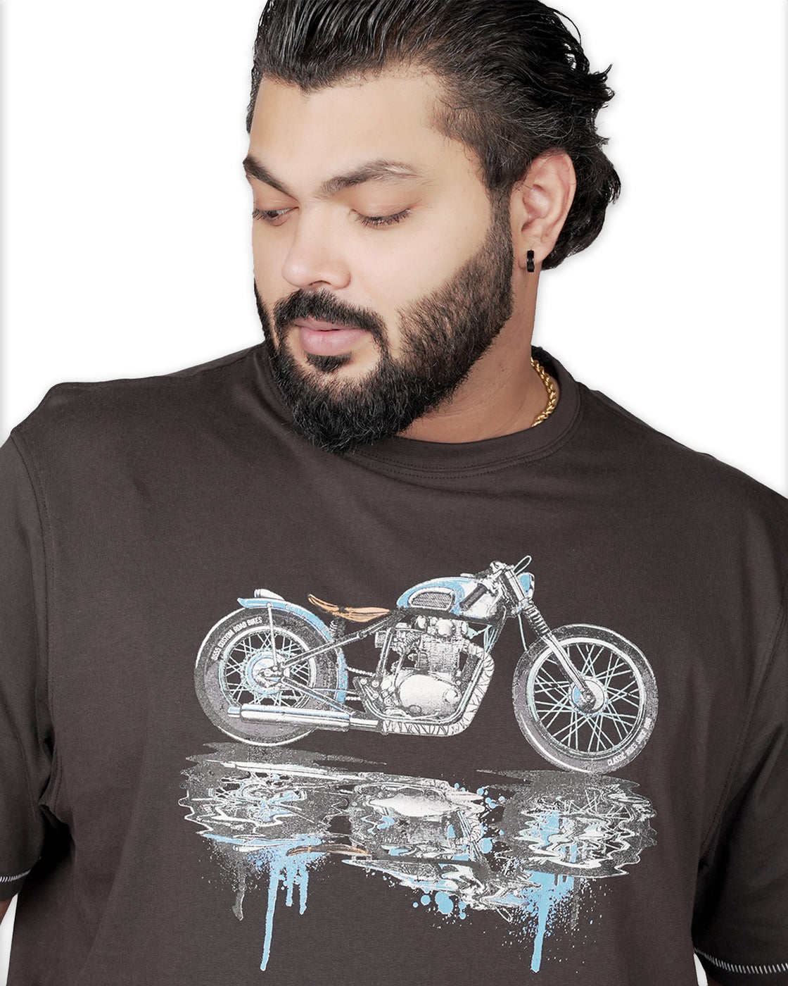 Motorcycle Graphic Print T-Shirt by D555